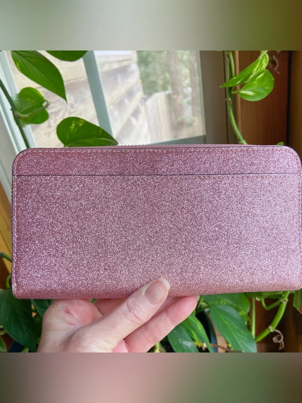 Kate Spade Rose Gold Glitter Continental Zip Around Wallet-Romantic Fairycore